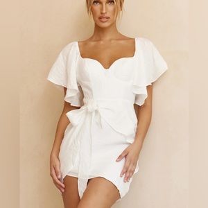 White wrap mini dress